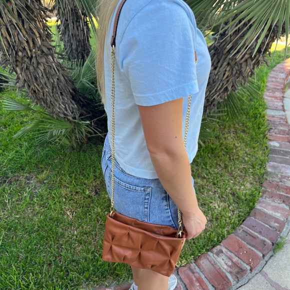 Persaman Crossbody Purse Brown with Gold Made in Italy - Picture 4 of 12